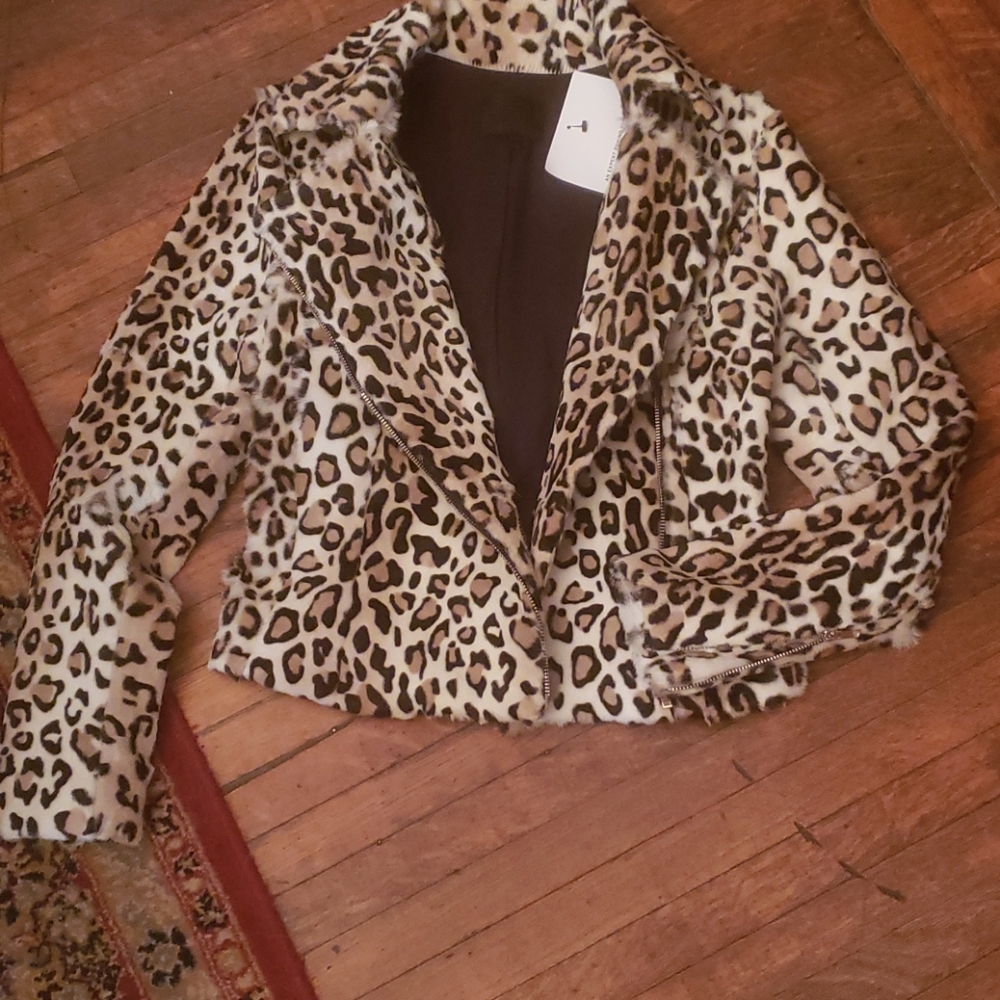 Gorgeous goat hair leopard biker jacket real fur